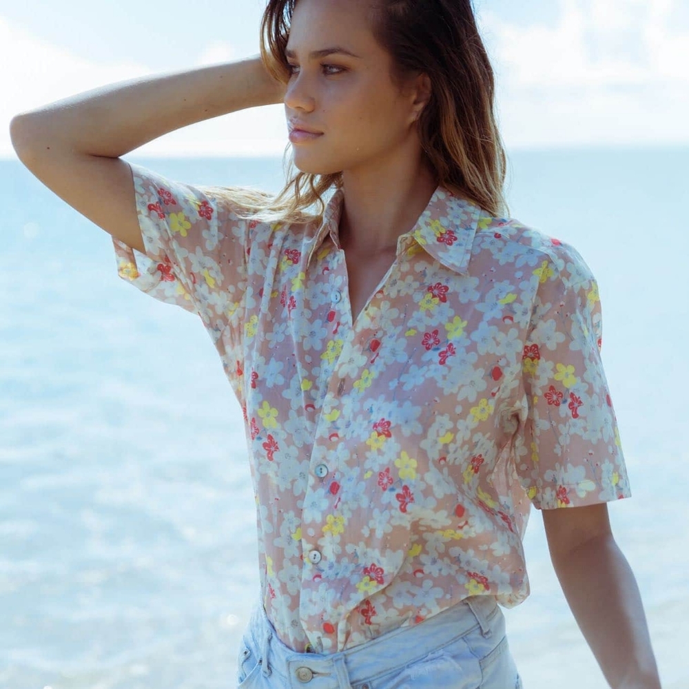 New acacia Mombasa shirt cherry blossom dress P XS - Picture 14 of 16